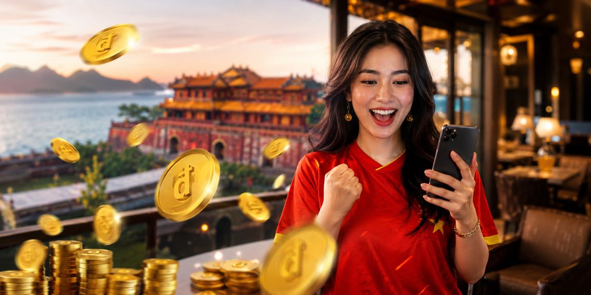 Người dùng tại Huế nhận thưởng hoàn tiền và kiểm tra số dư tài khoản tại bãi biển