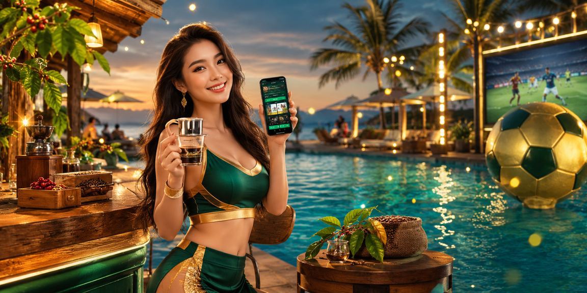 Người dùng Mũi Né sử dụng ứng dụng casino trực tuyến tại quán cà phê ven biển